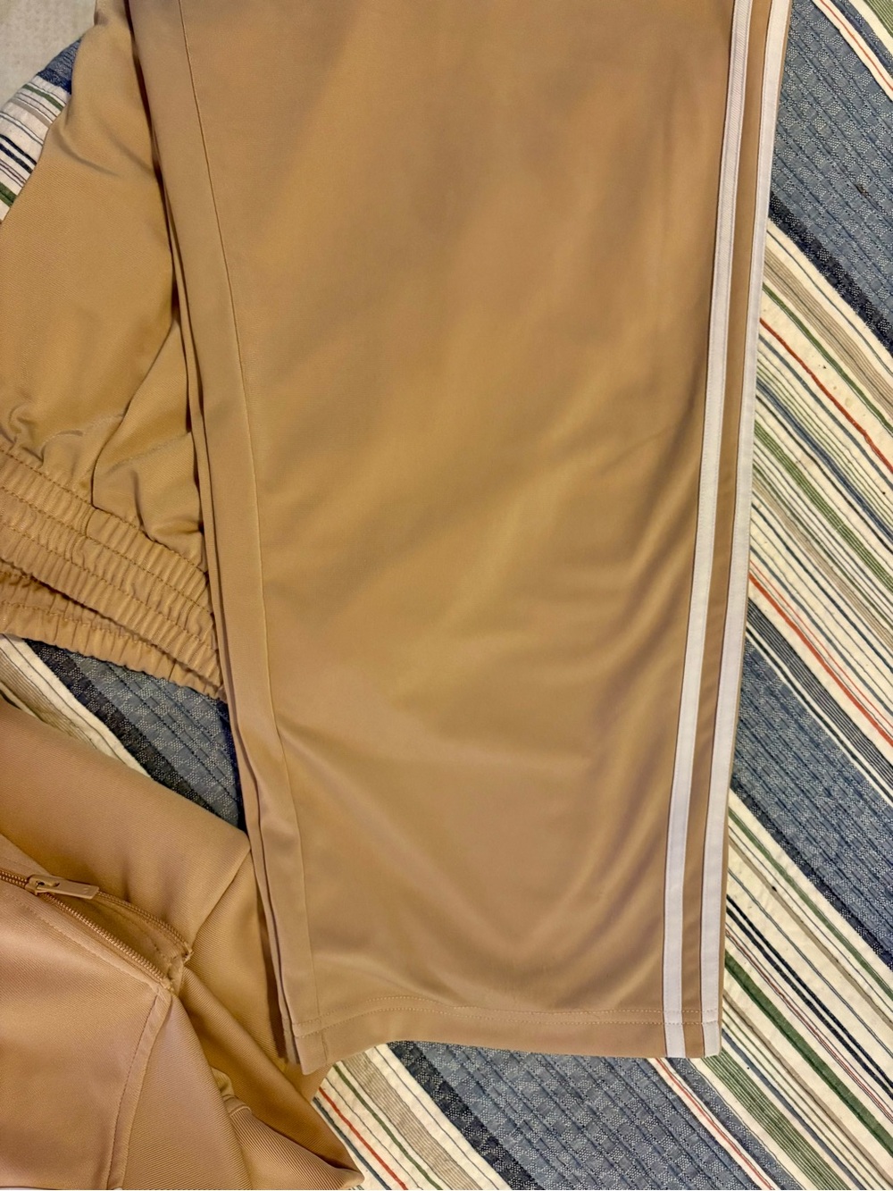 Men's New 2XL Adidas Firebird Track pants and jacket in Tan with White Stripes - Picture 6 of 6